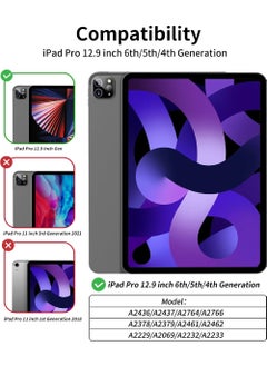 Rock Pow New iPad Pro 12.9 Inch Case 2022/2021/2020 6th/5th/4th Gen with Pencil Holder Smart iPad Case Support Touch ID and Auto Wake/Sleep with Auto 2nd Gen Pencil Charging Black  - Image 2