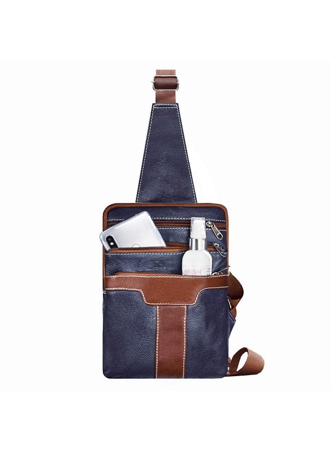 ABYS Genuine Leather Blue Sling Bag||Travel Bag||Neck Pouch||Messenger Bag||College Bag for Men & Women - Image 4