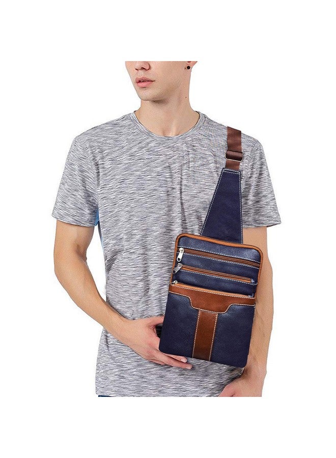 ABYS Genuine Leather Blue Sling Bag||Travel Bag||Neck Pouch||Messenger Bag||College Bag for Men & Women - Image 5