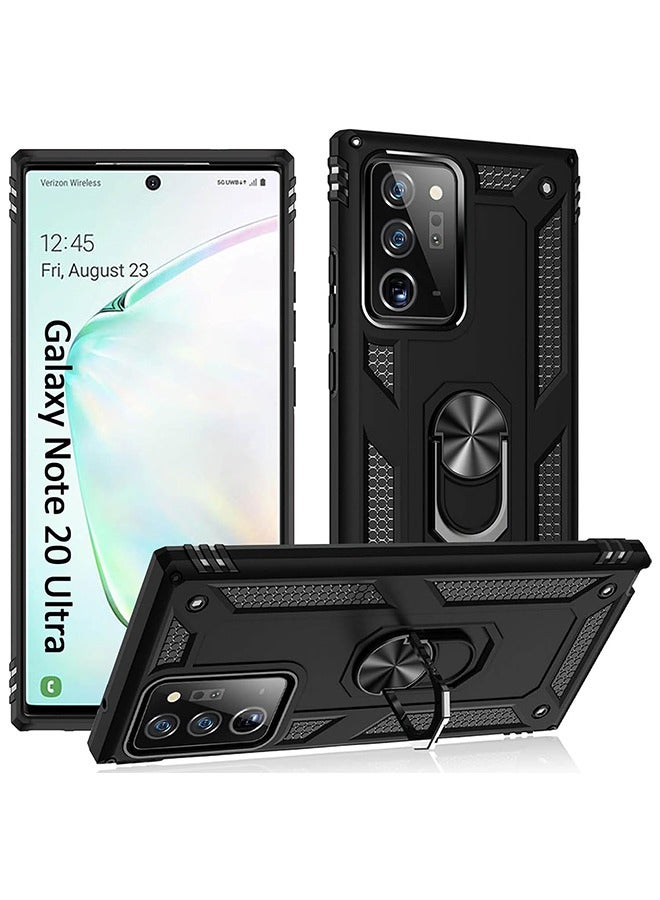 HY Phone Case for Note 20 Ultra Case Samsung Note 20 Ultra Case Galaxy Note 20 Ultra Case, Grade Case with Ring Car Mount Kickstand for Samsung Galaxy Note 20 Ultra 5G - Black