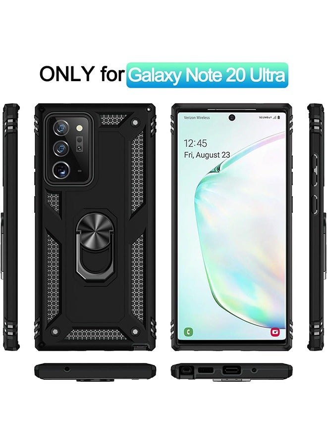 HY Phone Case for Note 20 Ultra Case Samsung Note 20 Ultra Case Galaxy Note 20 Ultra Case, Grade Case with Ring Car Mount Kickstand for Samsung Galaxy Note 20 Ultra 5G - Black  - Image 2