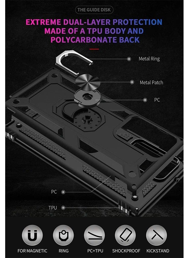 HY Phone Case for Note 20 Ultra Case Samsung Note 20 Ultra Case Galaxy Note 20 Ultra Case, Grade Case with Ring Car Mount Kickstand for Samsung Galaxy Note 20 Ultra 5G - Black  - Image 3