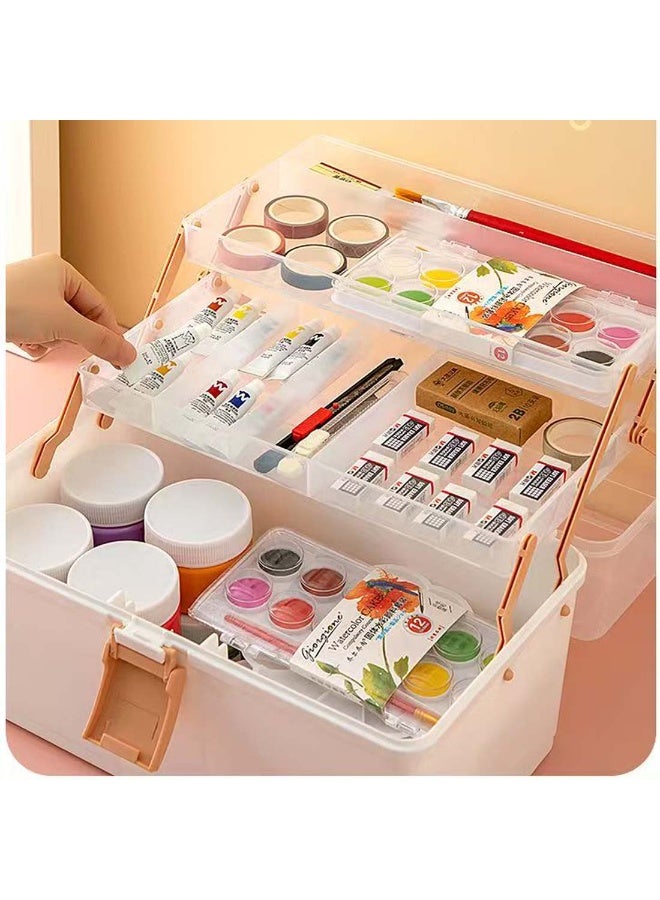 اليسا منظم أدراج مكياج بلاستيكي، صندوق أدراج مكون من 3 طبقات، حاوية تخزين أدوات مكتبية قابلة للطي 180 درجة، منظم بغطاء قابل للطي للمنزل والمكتب وطاولة الزينة وصندوق تخزين أدراج مستحضرات التجميل - Image 5