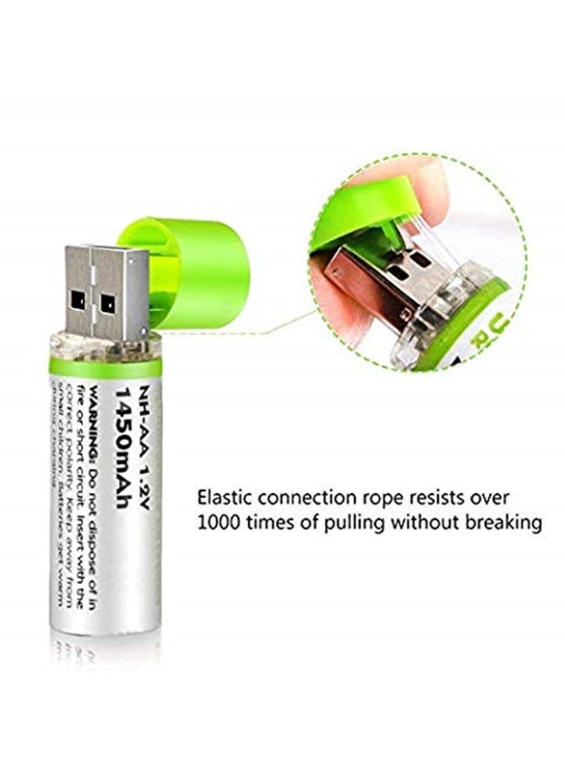Generic 2Pcs USB AA Battery 1.2V 1450 MAH NI-MH Rechargeable Battery LED Charging Indicator Light  - Image 5