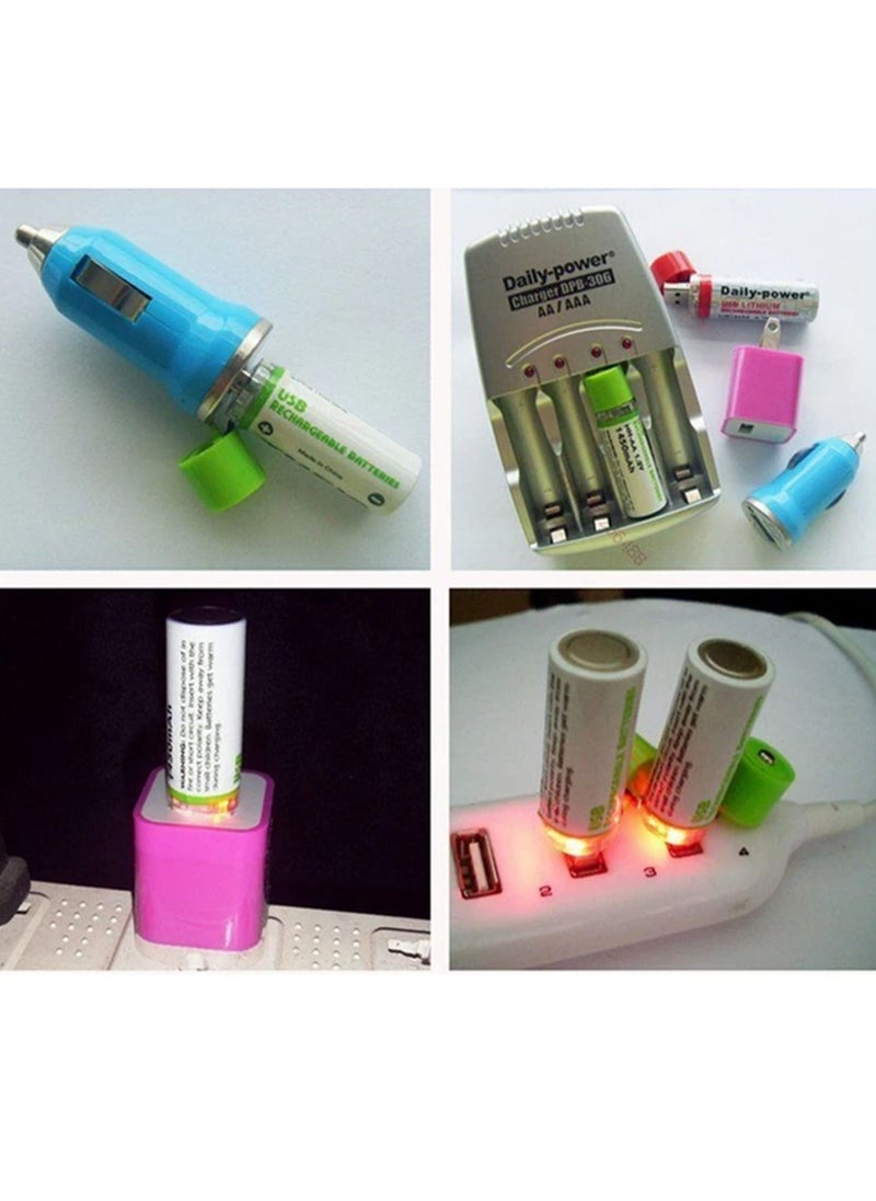 2Pcs USB AA Battery 1.2V 1450 MAH NI-MH Rechargeable Battery LED Charging Indicator Light