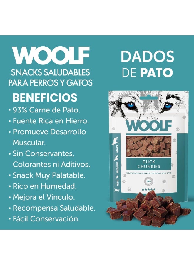 Woolf Duck Chunkies 100 Percent Natural Complimentary Snack for Dogs and Cats High Meat Content Healthy Treats 100g - Image 4