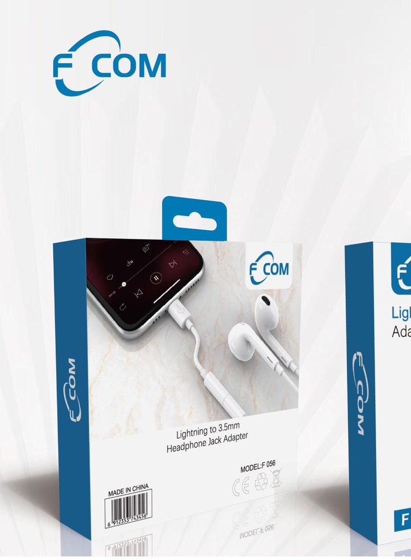 FCOM F056 Lightning to 3.5mm Headphone Jack Adapter – Compatible with iPhone & iPad - Image 1