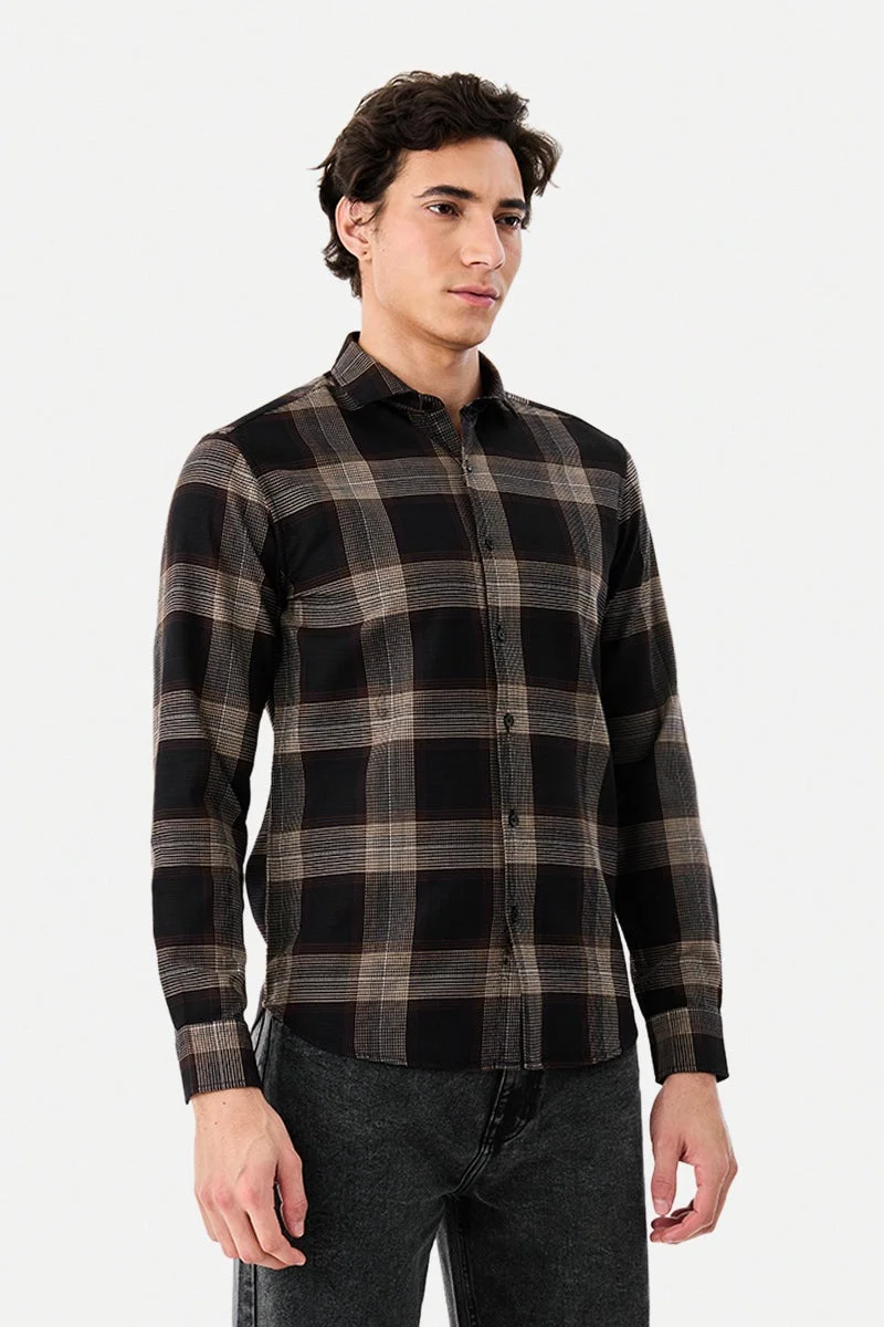 SNITCH Slim Fit Checks 100% Cotton Shirt
