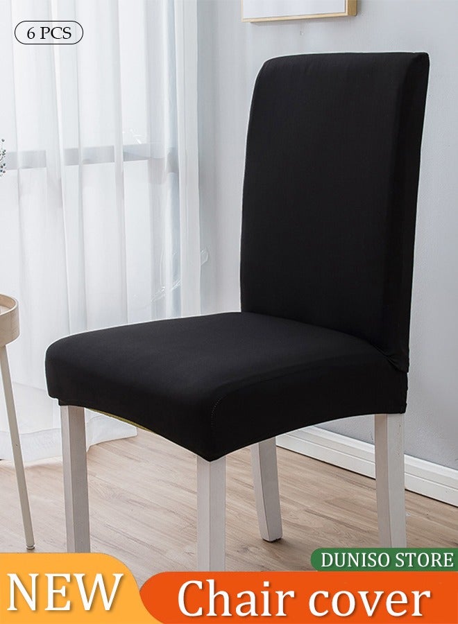 DUNISO أغطية كراسي طعام 6 قطع، واقيات مقاعد قابلة للإزالة، قابلة للغسل، مقاومة للاهتراء ومتينة، يمكن استخدامها في جميع الفصول، للمطبخ، الفندق، المطعم، أسود - Image 2