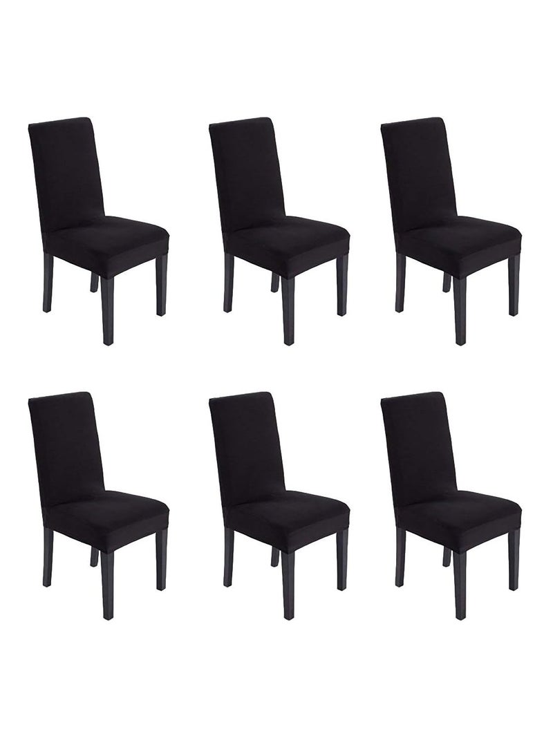 DUNISO أغطية كراسي طعام 6 قطع، واقيات مقاعد قابلة للإزالة، قابلة للغسل، مقاومة للاهتراء ومتينة، يمكن استخدامها في جميع الفصول، للمطبخ، الفندق، المطعم، أسود - Image 1