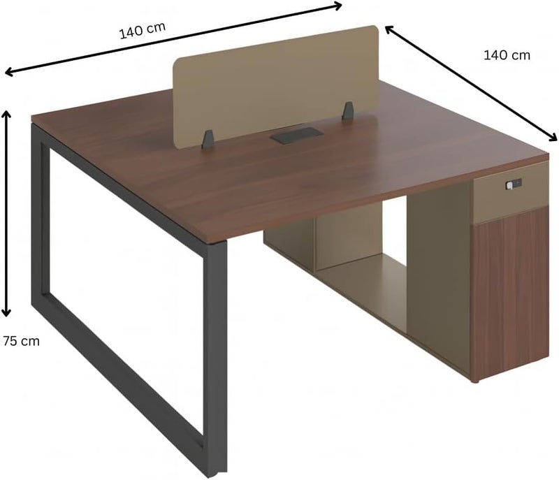 Neo Front محطة عمل مكتبية حديثة 2 مقعد 1.2 متر G-DW1201 مع قسم ودرج مرن - Image 3