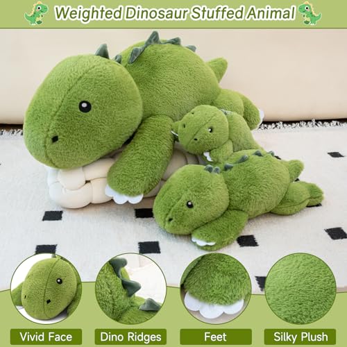 SQEQE Weighted Stuffed Animals Dinosaur Plush Weighted Stuffed Animals Dino Plushies for Cozy Comfort Soft TRex Pillow Toy for Kids Adults Valentines Birthday Gifts 236 Inch 38 Lbs - Image 5