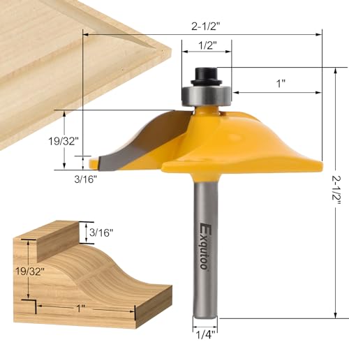 Exqutoo 1PCS 1/4" Shank 2-1/2" Diameter Raised Panel Cabinet Door Making Router Bit Woodworking Tools Door & Window Router Bit - Image 2