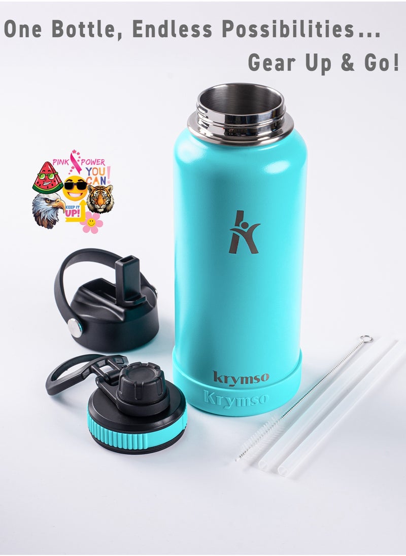 KRYMSO KRYMSO, 950ml Stainless Steel Water Bottle, Sports Bottle with Straw, Double Wall Insulated Water Bottle, Thermos Flask, Water Bottle for kids, Gym  - Image 3