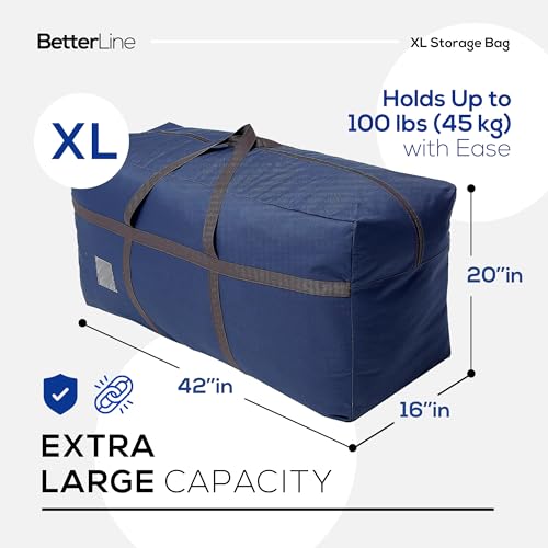 BETTERLINE Blue Extra Large Duffel Bag for Traveling - Heavy-Duty 600D Polyester, Waterproof with Reinforced Handles, Holds 100 lbs-Premium Quality Duffle Bag Perfect for Travel & Storage-42" x 16" x 20" Inches - Image 5