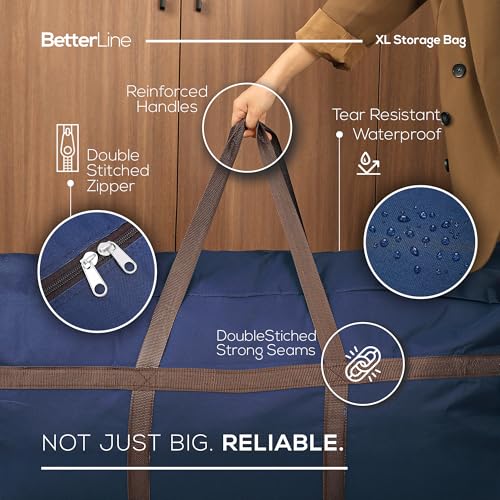 BETTERLINE Blue Extra Large Duffel Bag for Traveling - Heavy-Duty 600D Polyester, Waterproof with Reinforced Handles, Holds 100 lbs-Premium Quality Duffle Bag Perfect for Travel & Storage-42" x 16" x 20" Inches - Image 2
