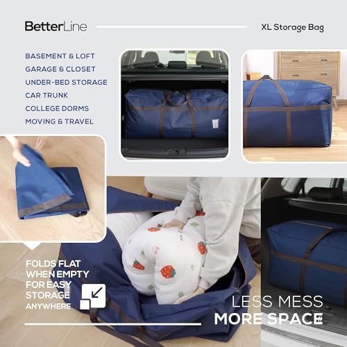 BETTERLINE Blue Extra Large Duffel Bag for Traveling - Heavy-Duty 600D Polyester, Waterproof with Reinforced Handles, Holds 100 lbs-Premium Quality Duffle Bag Perfect for Travel & Storage-42" x 16" x 20" Inches - Image 3