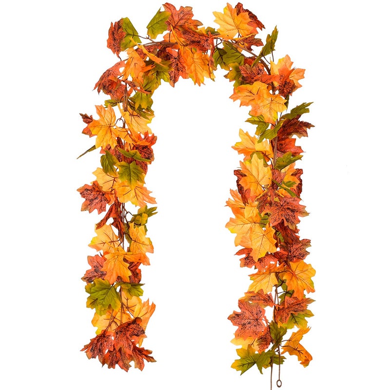 DearHouse 2 Pack Fall Garland Maple Leaf 59FtPiece Hanging Vine Garland Artificial Autumn Foliage Garland Thanksgiving Decor for Home Wedding Fireplace Party Christmas Green