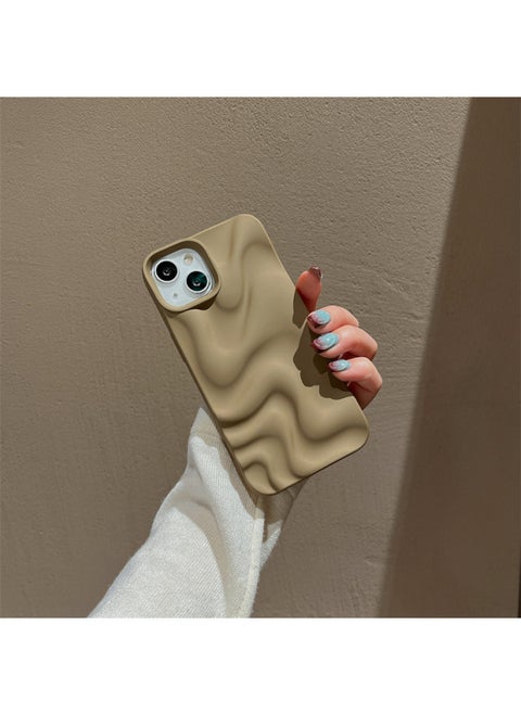 Advanced Sense Water Corrugated Soft Case For IPhone15/16pro Max Phone Case For Apple 13/12/14 Soft Case-Color:Hc Water Ripple Frosted Coffee-Applicable Models:13 (without Packaging)