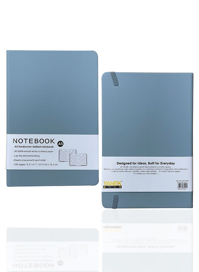 YANEK دفتر يانيك A5 مخطط - غلاف صلب، 80 ورقة/160 صفحة، لوح كتابة للملاحظات، المجلات، الرسومات، المدرسة، المكتب، والاستخدام الشخصي - متين، محمول، عبوة من 1 - Image 1