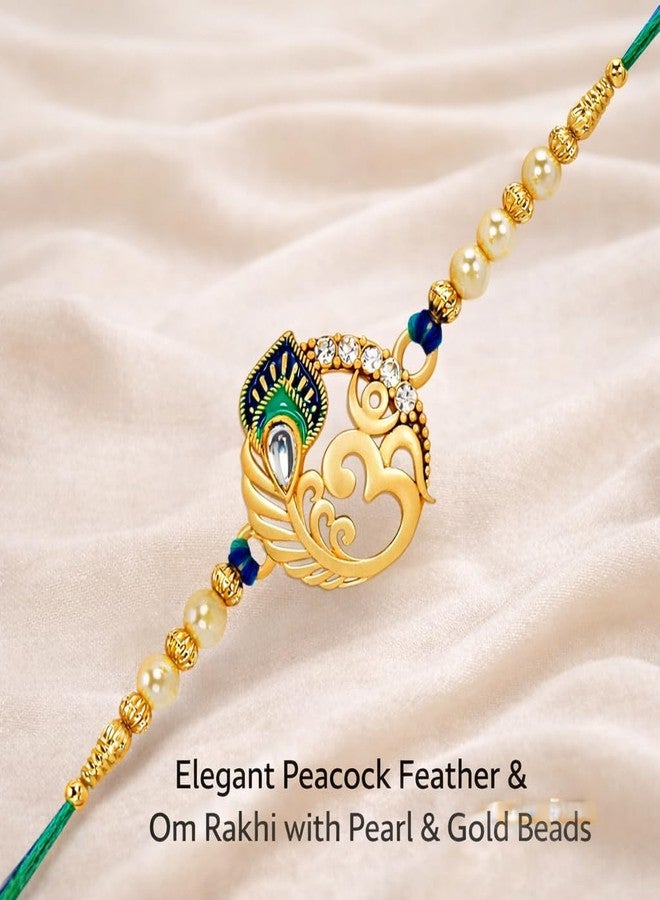 Riddhika Ventures Mens Stunning Gold Plated Designer Brother's Rakhi With Roli Chawal And Greeting Card (P3) - Image 4