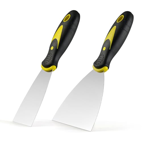 Smafixt Putty Knife Scraper Set, 2" 4" Spackle Knife 2Pack, Stainless Steel Paint Scraper for Drywall Repairing and Clearing, Wallpaper Removal, Putty Applying, Plaster Scraping - Image 1