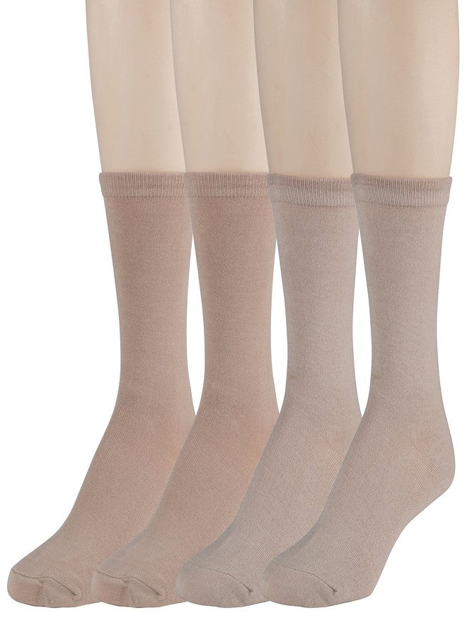 George Women's Dress Crew Socks - Lightweight, Soft Mid-Calf - Size 4-10 - by GEORGE (Tan/Beige), Pack of 4 - Image 1