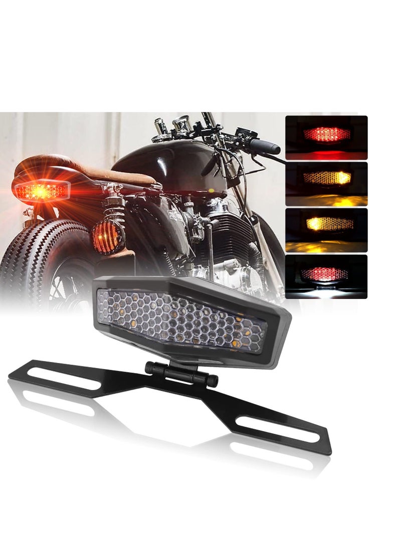 Loquat Motorcycle Tail Light, LED Tail Light with License Lamp Bracket, 12V Integrated Turn Signals u0026 Brake Stop Light Universal for Motorbike Dirt Bike Scooter ATV(Black) - Image 1