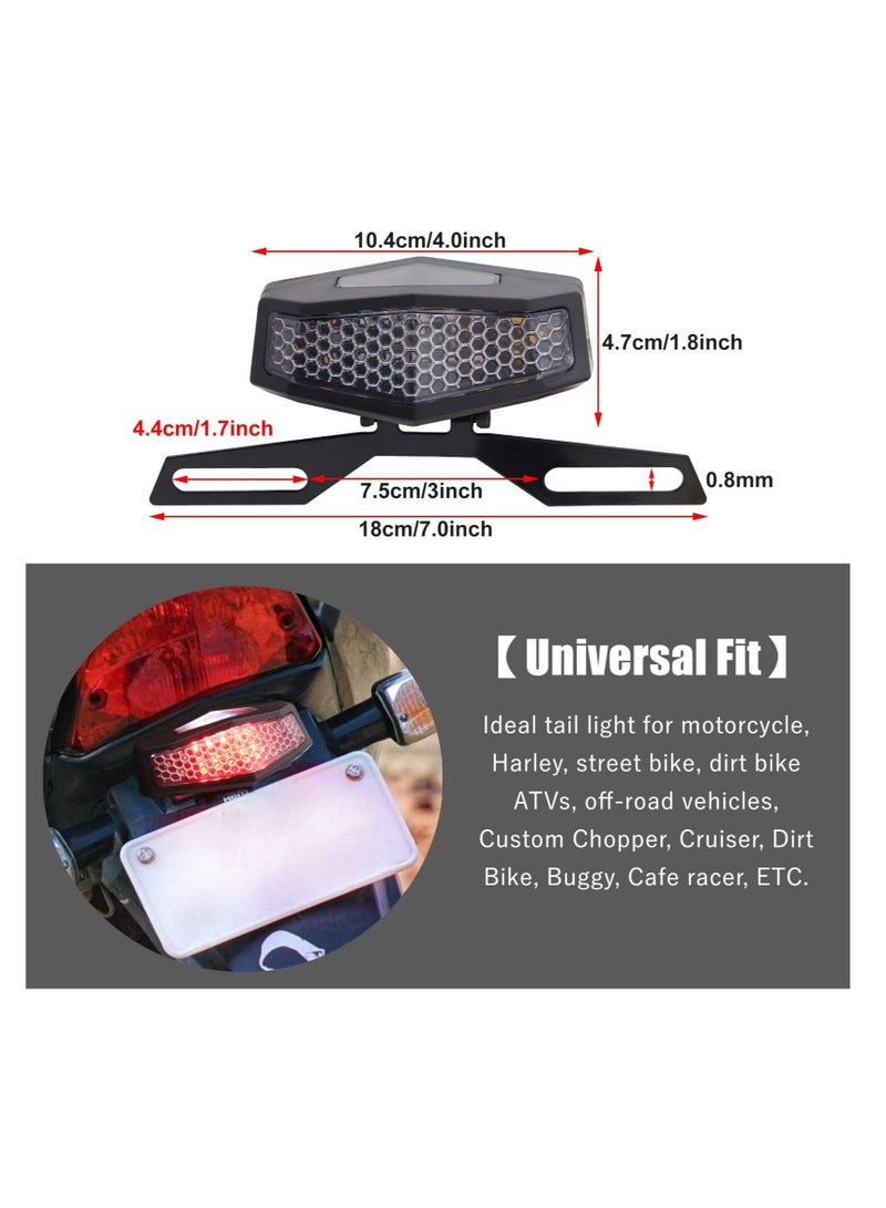 Loquat Motorcycle Tail Light, LED Tail Light with License Lamp Bracket, 12V Integrated Turn Signals u0026 Brake Stop Light Universal for Motorbike Dirt Bike Scooter ATV(Black) - Image 3