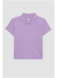 Girl Slim Fit Polo Neck Knitted Short Sleeve Polo T-Shirt