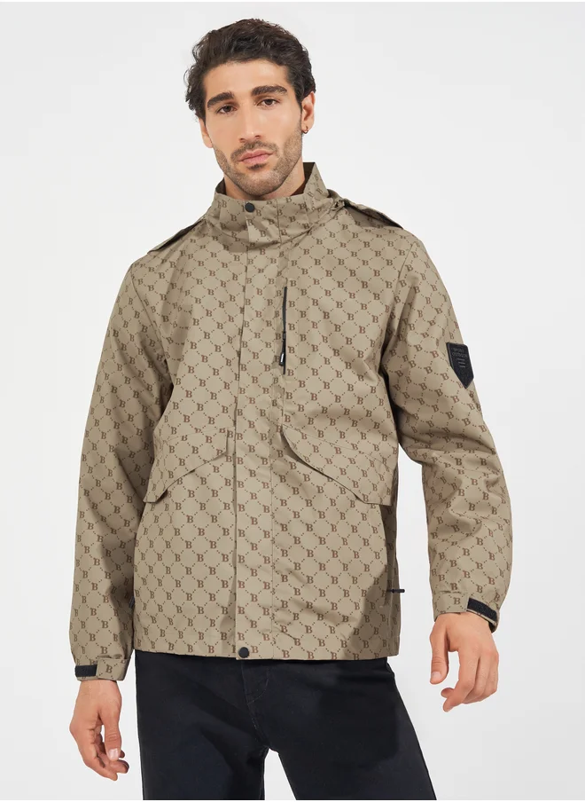 Styli Styli All Over Print Lined Parka Jacket with Concealed Pocket Detail