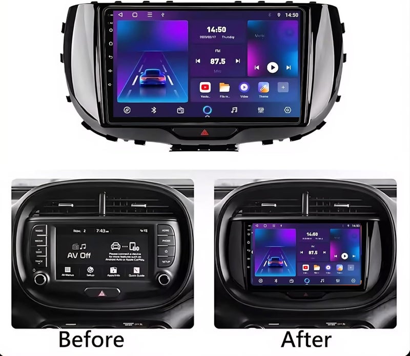 Vierex FIT Kia Soul Car Stereo Kia Soul Android Screen 2019-2022 with Wireless CarPlay, Android Auto, GPS Navigation,BT, WiFi, FM Radio, AHD Backup Camera (4+32GB 360D Cameras) - Image 3