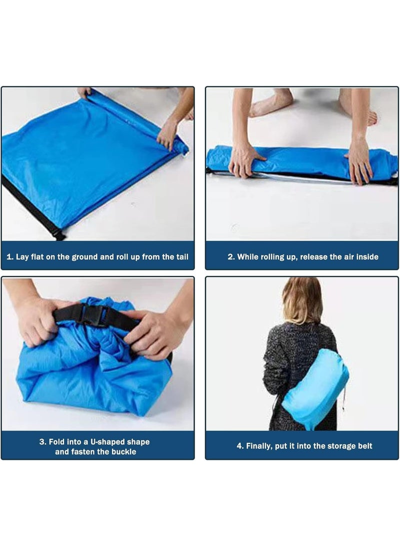 Meetion Inflatable Lounger Air Sofa Hammock,Portable,Waterproof Anti-Air Leaking Design,Pillow Shape The top for Added Comfort, for Lakeside Beach Traveling Camping Picnics & Music Festivals Camping (Blue)  - Image 4