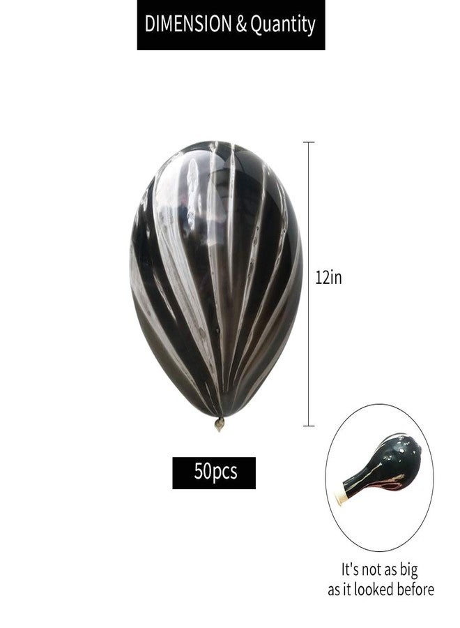 BEISHIDA 50pcs Black Marble Balloons 12 Inch Marble Agate Latex Balloons for Black White Birthday Party Balloons Decoration Easter Halloween Festival Photobooth - Image 2