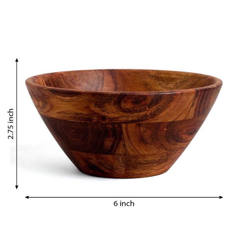 Saaga Acacia Wood Cypress Bowl Set of 3Pcs Size L 10Cm M 14Cm S 17Cm Bowl for Breakfast Snacks Soup Salad - Image 4