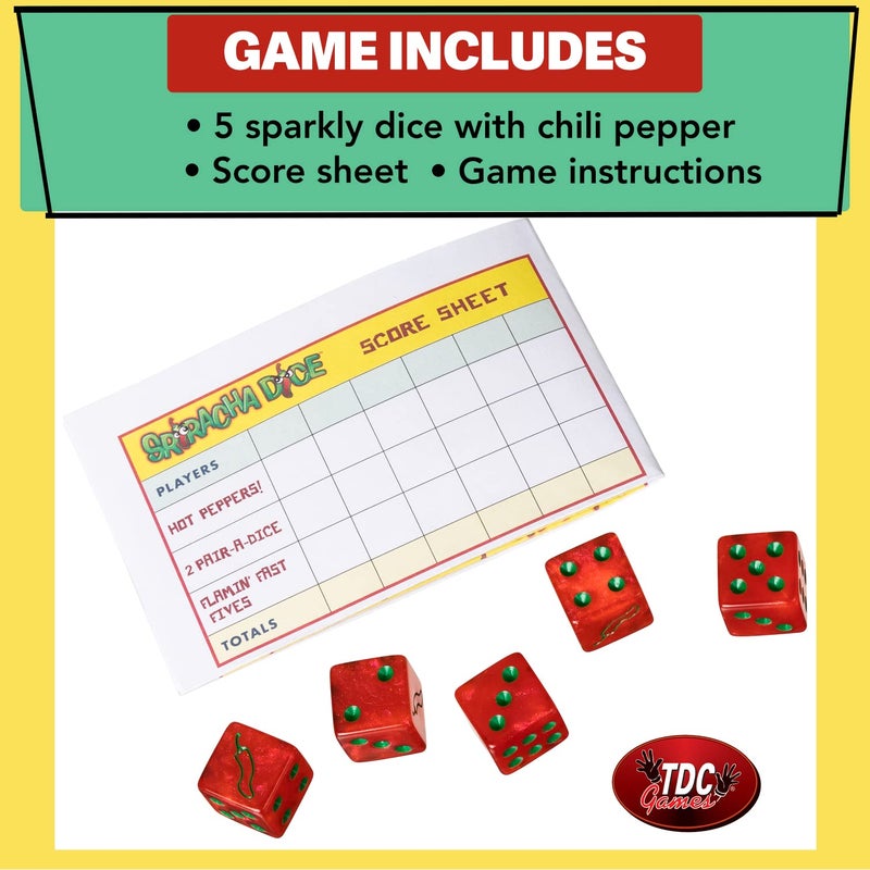 TDC Games Sriracha Dice Game â€“ Flaming Fun for Everyone - Great for Party Favors, Families, Stocking Stuffers, Travel, and Camping - Image 5