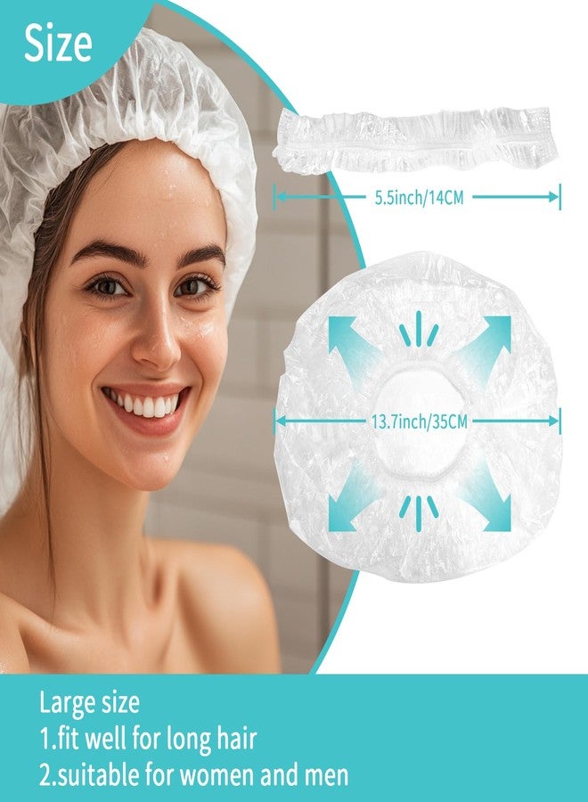 RAQEHO Disposable Shower Caps 100pcs - Large Clear Plastic Shower Cap for Women Men Long Hair Reusable Waterproof Deep Conditioning Oil Treatment Hair Cap for Sourdough Bread Hair Dye Travel Essential - Image 2