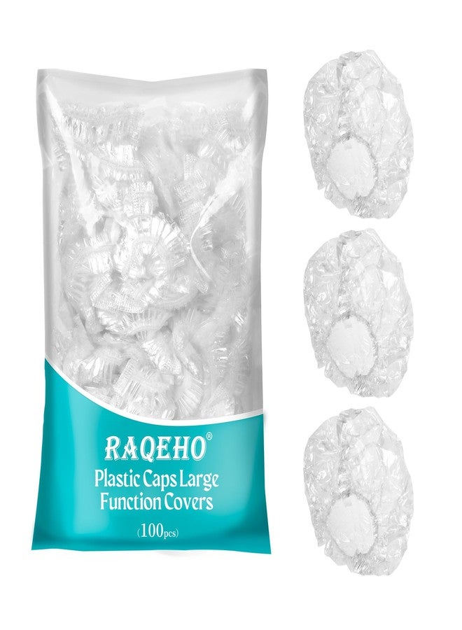 RAQEHO Disposable Shower Caps 100pcs - Large Clear Plastic Shower Cap for Women Men Long Hair Reusable Waterproof Deep Conditioning Oil Treatment Hair Cap for Sourdough Bread Hair Dye Travel Essential - Image 1