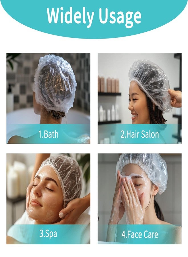 RAQEHO Disposable Shower Caps 100pcs - Large Clear Plastic Shower Cap for Women Men Long Hair Reusable Waterproof Deep Conditioning Oil Treatment Hair Cap for Sourdough Bread Hair Dye Travel Essential - Image 5