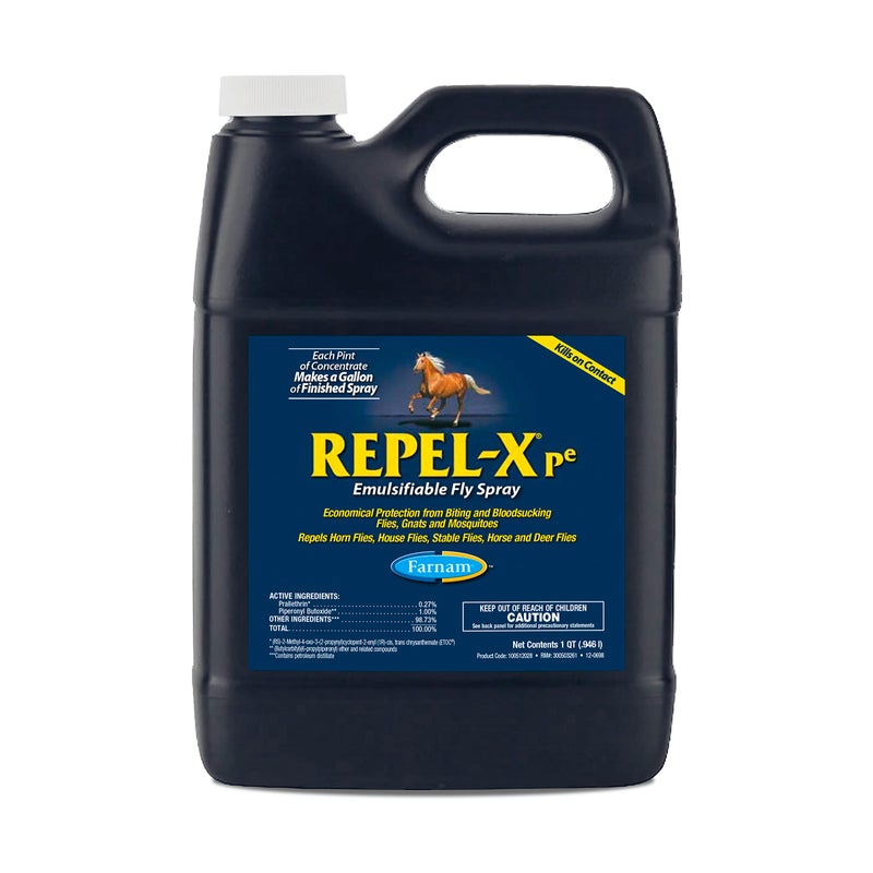 Farnam Repel-XPe Emulsifiable Horse Fly Spray, Liquid Concentrate, Mix with Water, 32 Ounces, One Quart - Image 1
