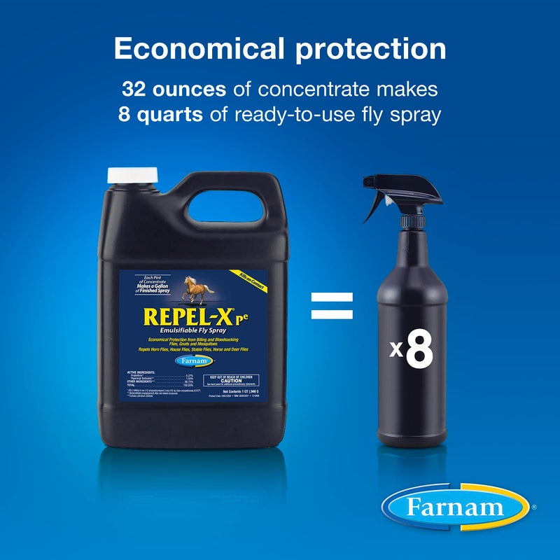 Farnam Repel-XPe Emulsifiable Horse Fly Spray, Liquid Concentrate, Mix with Water, 32 Ounces, One Quart - Image 4