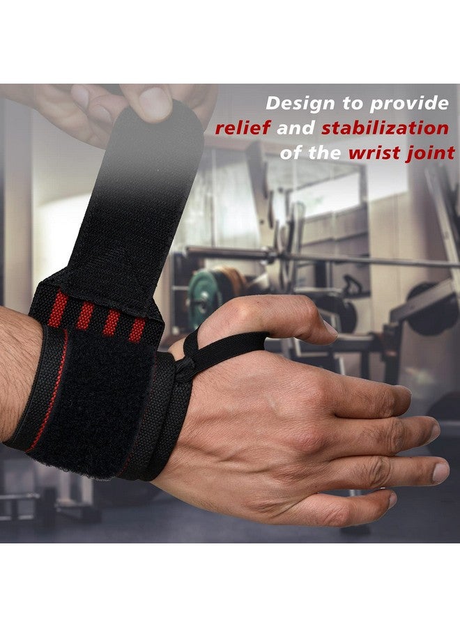 Kuber Industries Wrist Brace with Thumb Loop | Wrist Supporter for Gym | Nylon Wrist Wrap Band Strap for Men and Women | Pain Relief Band | 1 Piece | Red & Black - Image 2