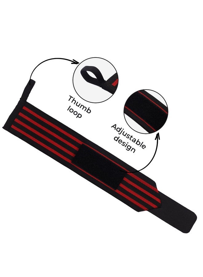 Kuber Industries Wrist Brace with Thumb Loop | Wrist Supporter for Gym | Nylon Wrist Wrap Band Strap for Men and Women | Pain Relief Band | 1 Piece | Red & Black - Image 3