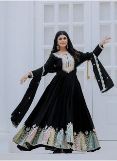 Super Asian New Launching Heavy Designer Party Wear Look Gown-Dupatta in Heavy Multi Thread Embroidery Sequence Work  - Image 4