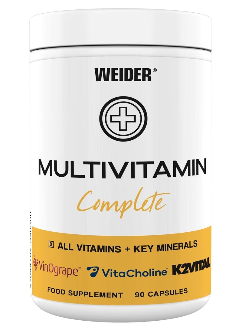 Weider Multivitamin Complete 90 Capsules – Capsules with All 13 Essential Vitamins, 9 Key Minerals & Premium Plant Extracts