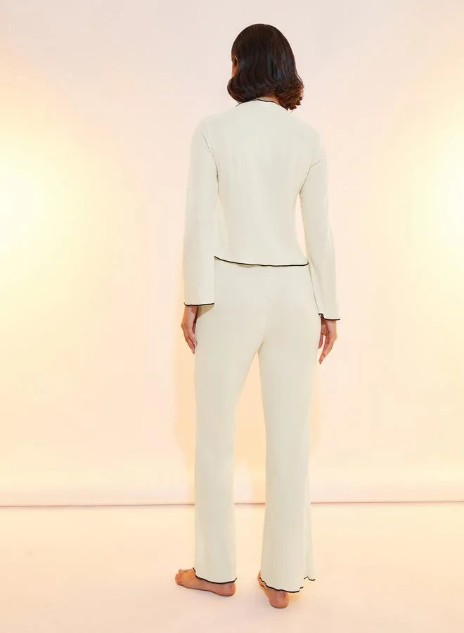 Take Two Ribbed Square Neck Top & Pyjama Set