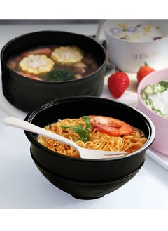 Y&D Microwave Ramen Cooker Bowl Set with Lid Chopsticks College Dorm Room Essentials for Girls, Boys, Rapid and Quick Handles Apartment (Black)  - Image 2