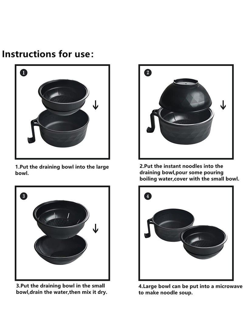 Y&D Microwave Ramen Cooker Bowl Set with Lid Chopsticks College Dorm Room Essentials for Girls, Boys, Rapid and Quick Handles Apartment (Black)  - Image 5