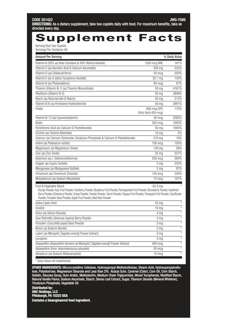 GNC Mega Men MultivitaminHeart Health, and Immune Support 180 Count  - Image 2