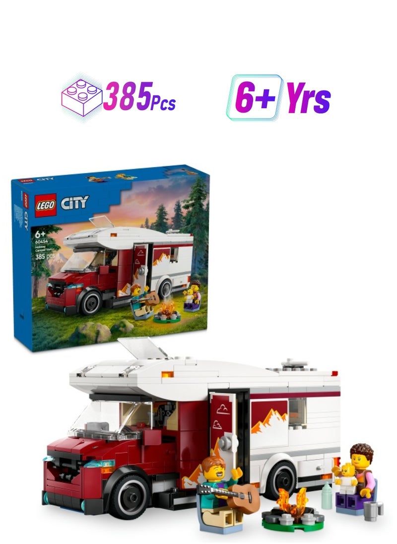 LEGO City Holiday Adventure Camper Van Toy - Creative Building Toys for 6+ Year Old Boys & Girls - Includes 3 Minifigures & Accessories - Gift Ideas for Birthdays & Holidays - 60454 (385 pieces)  - Image 1